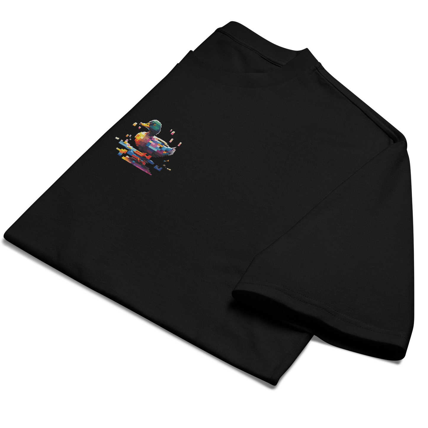 Product mockup duckling oversized t-shirt black folded 